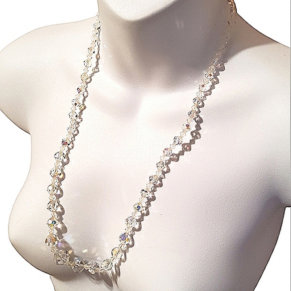 Aurora Borealis Vintage Crystal Necklace 1950's STUNNER - Picture 5 of 13